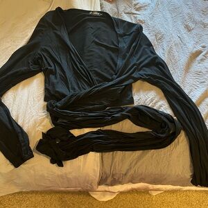 SHEIN Black Wrap Blouse